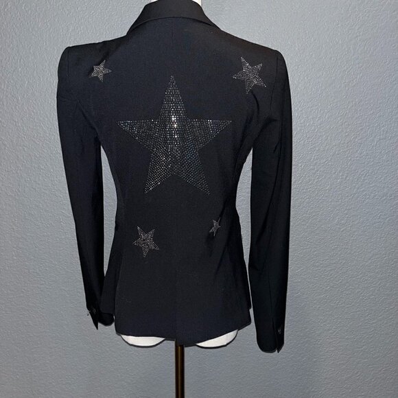 HIPCHIK COUTURE Black Embellished Star Studded Rocker Jacket  Made in USA XXS XS - Picture 1 of 10